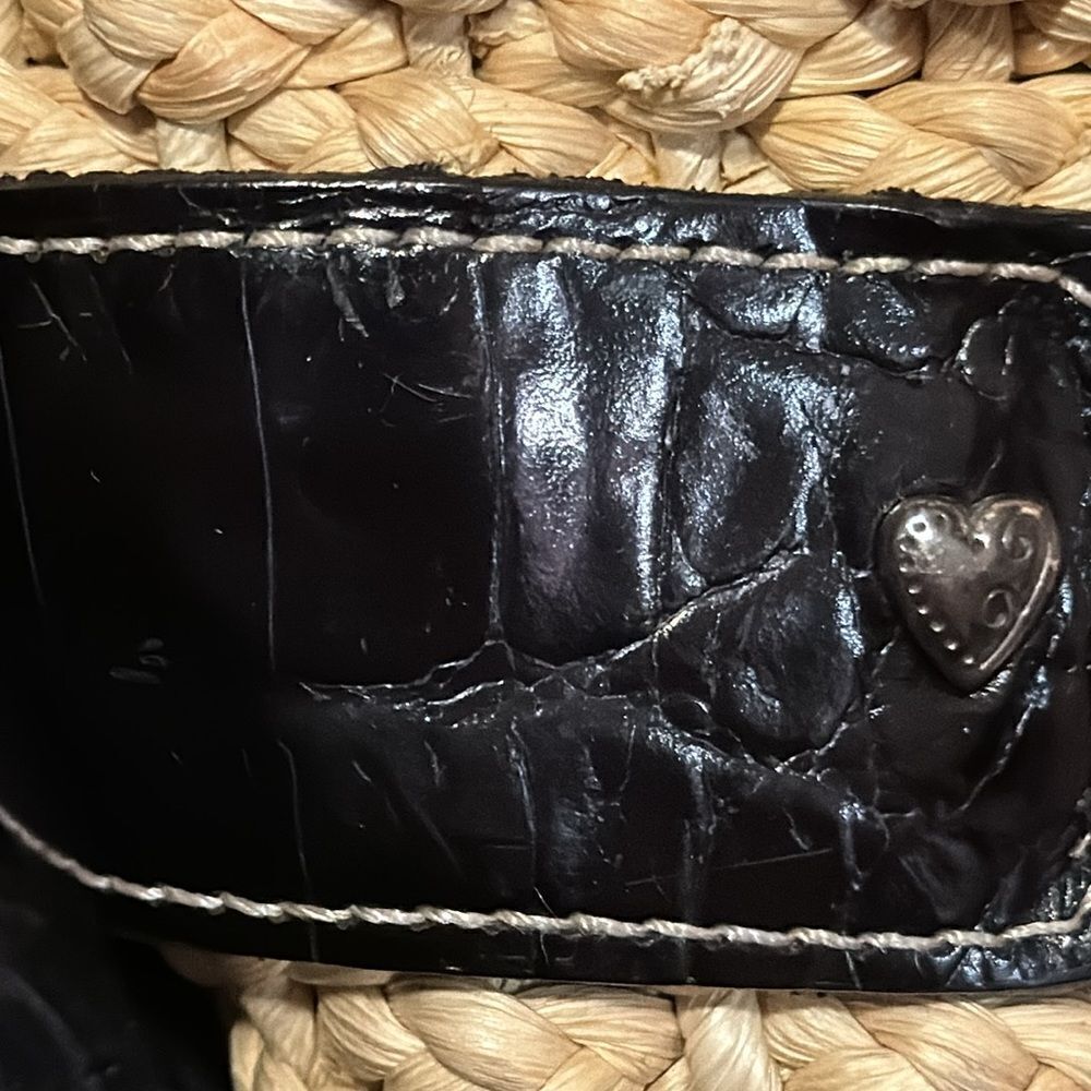 Brighton chocolate leather Woven Straw Shoulder Zip bag - Picture 8 of 14